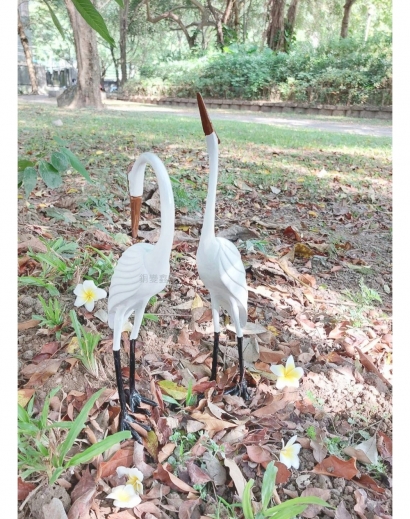 銅製白鷺鷥-園藝景觀